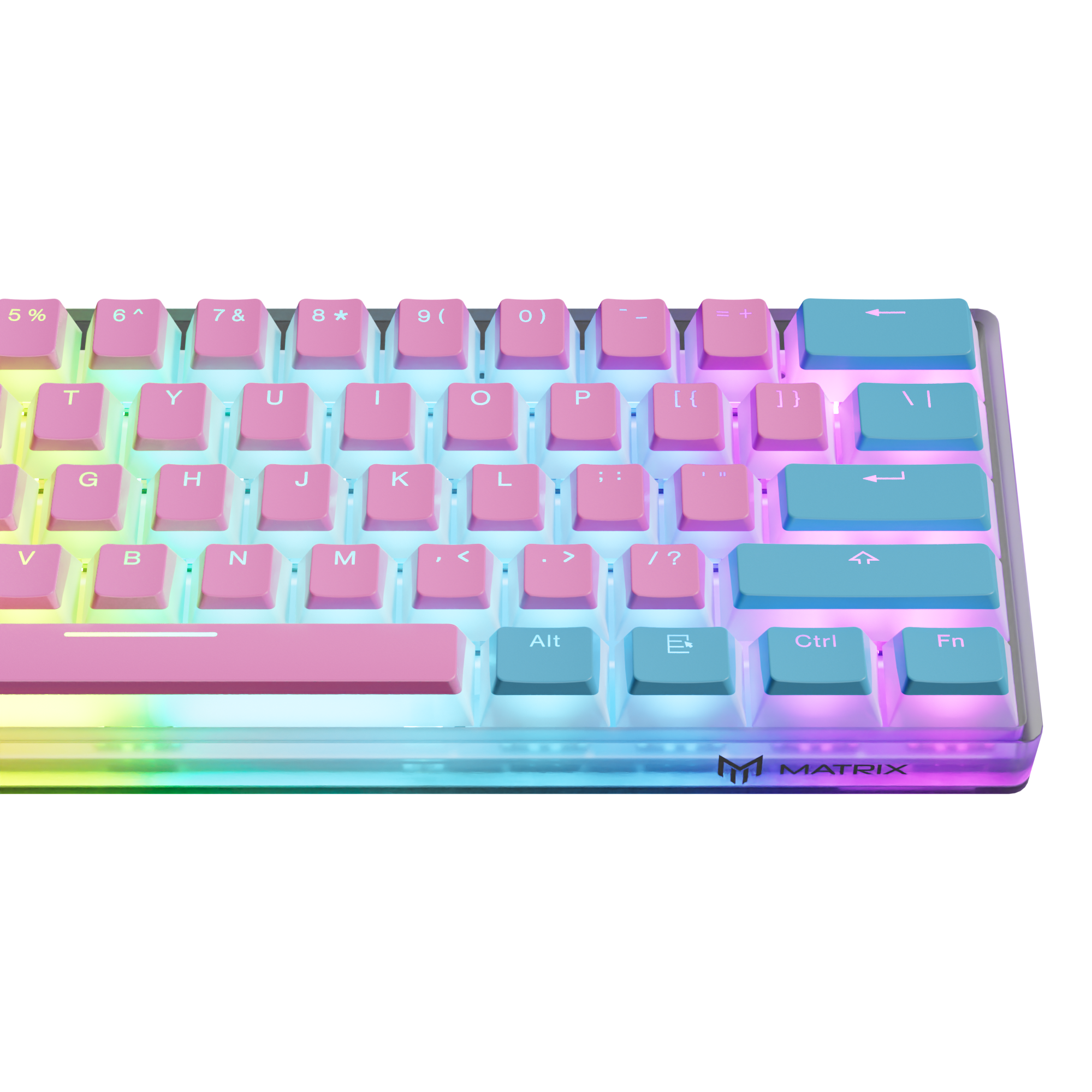 Clix Cotton Candy 60ES Transparent Mechanical Keyboard - Pink