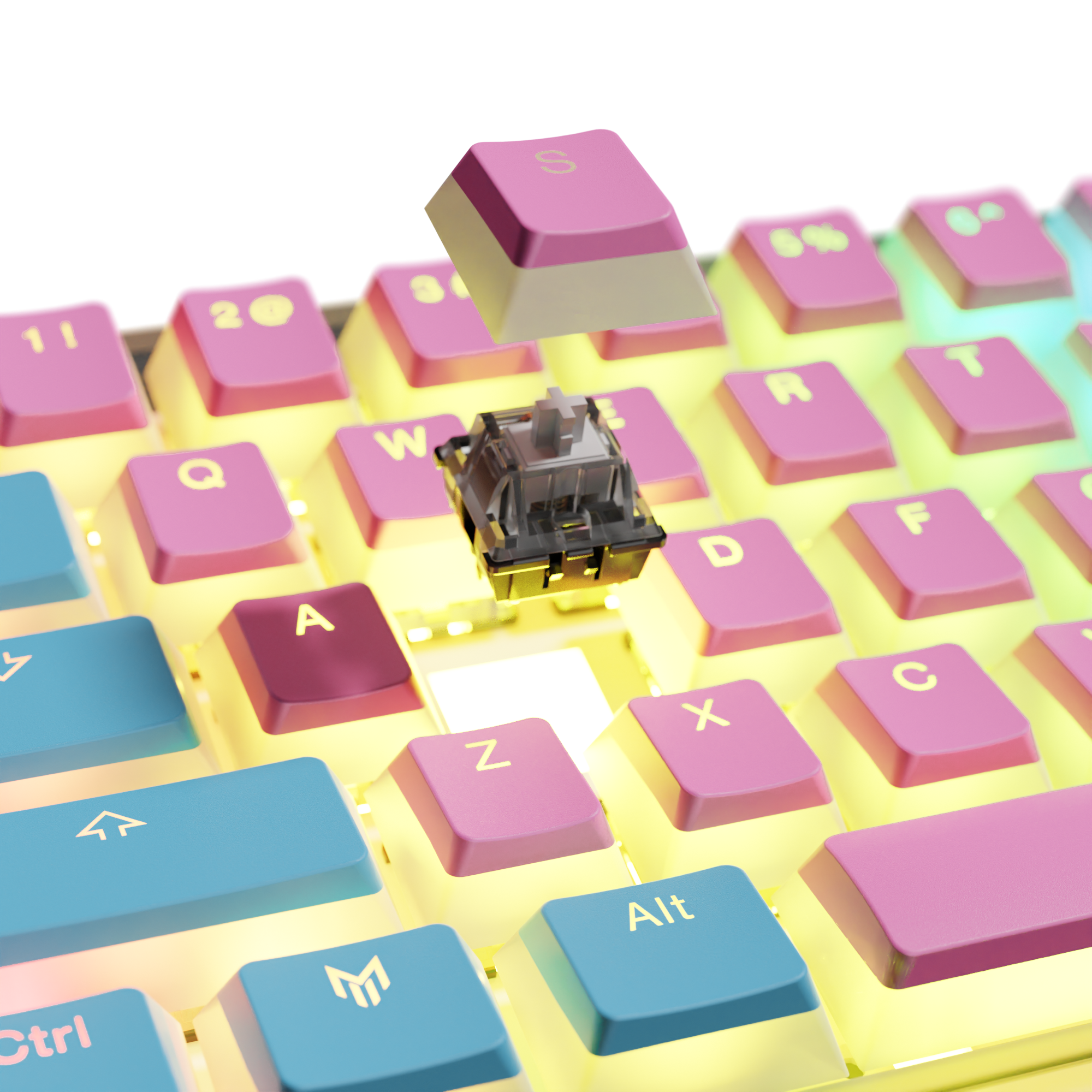 Clix Cotton Candy 60ES Transparent Mechanical Keyboard - Pink