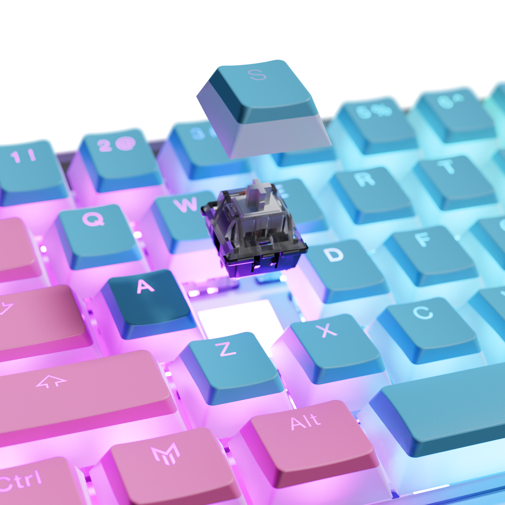 Clix Cotton Candy 60ES Transparent Mechanical Keyboard - Blue