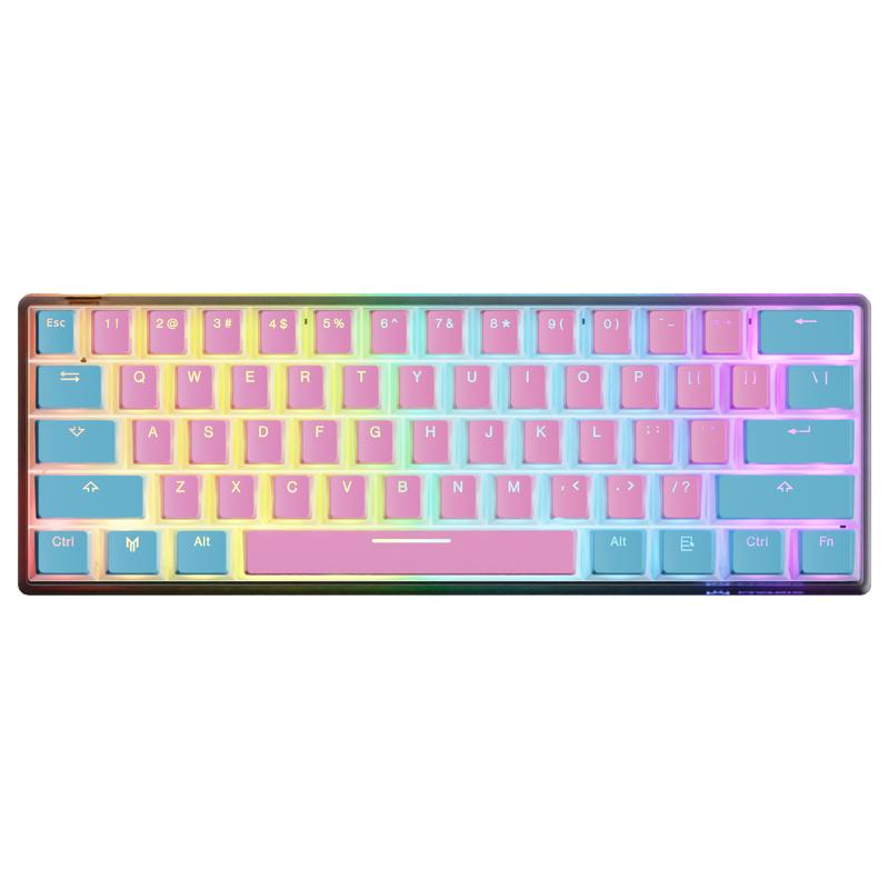 Outlets White 60% Matrix Keyboard with cotton candy keycaps