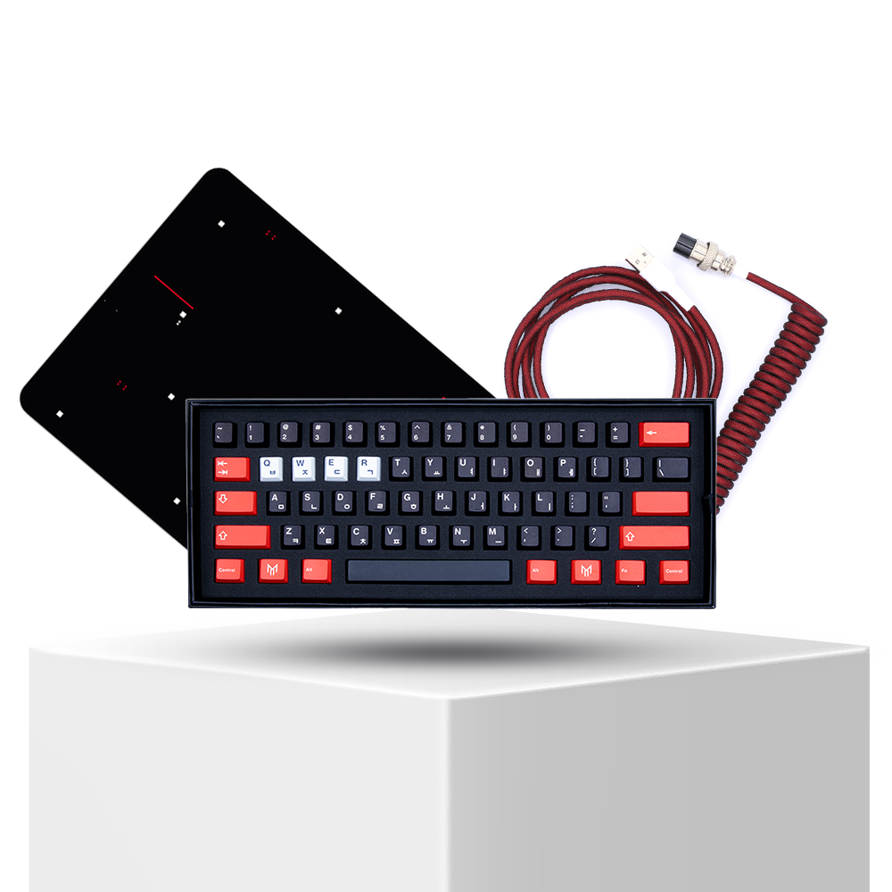 Matrix Keyboards Black and Red Keycap , Mousepad & Coiled Mechanical Keyboard Cable
